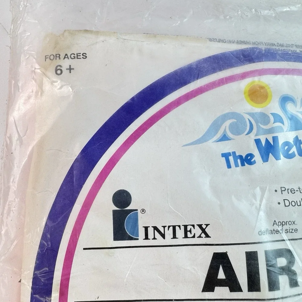 VTG Intex The Wet Set Inflatable Air Mat Pool Float Orange Raft 72x27 1992 59703